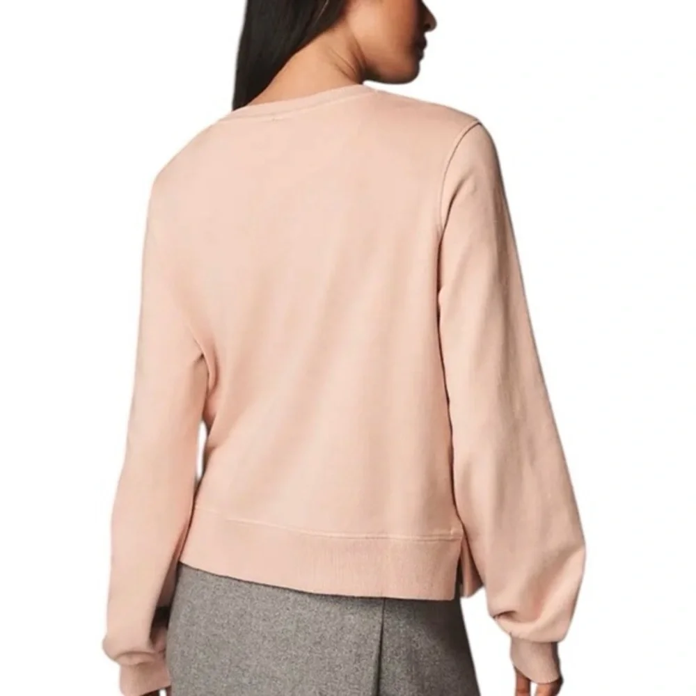 Anthropologie Beaded Bow Dusty Blush Pink Sweater Sweatshirt‎ Small